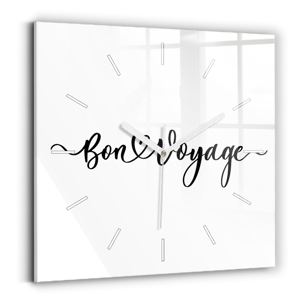 Zegar kwadratowy Napis Bon voyage