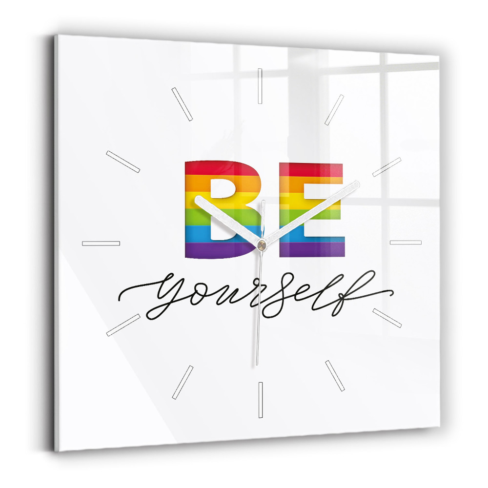 Zegar ścienny kwadratowy Napis Be yourself
