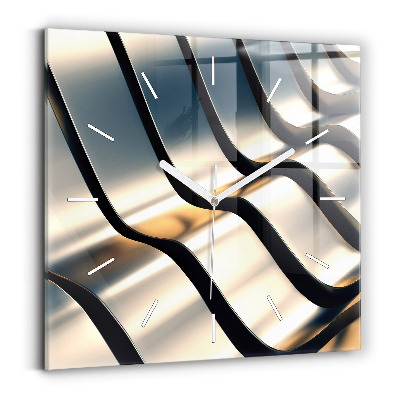 Zegar szklany kwadratowy Srebrny wzór