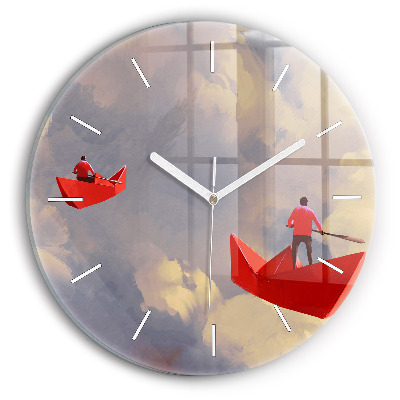 Zegar okrągły Papierowe statki