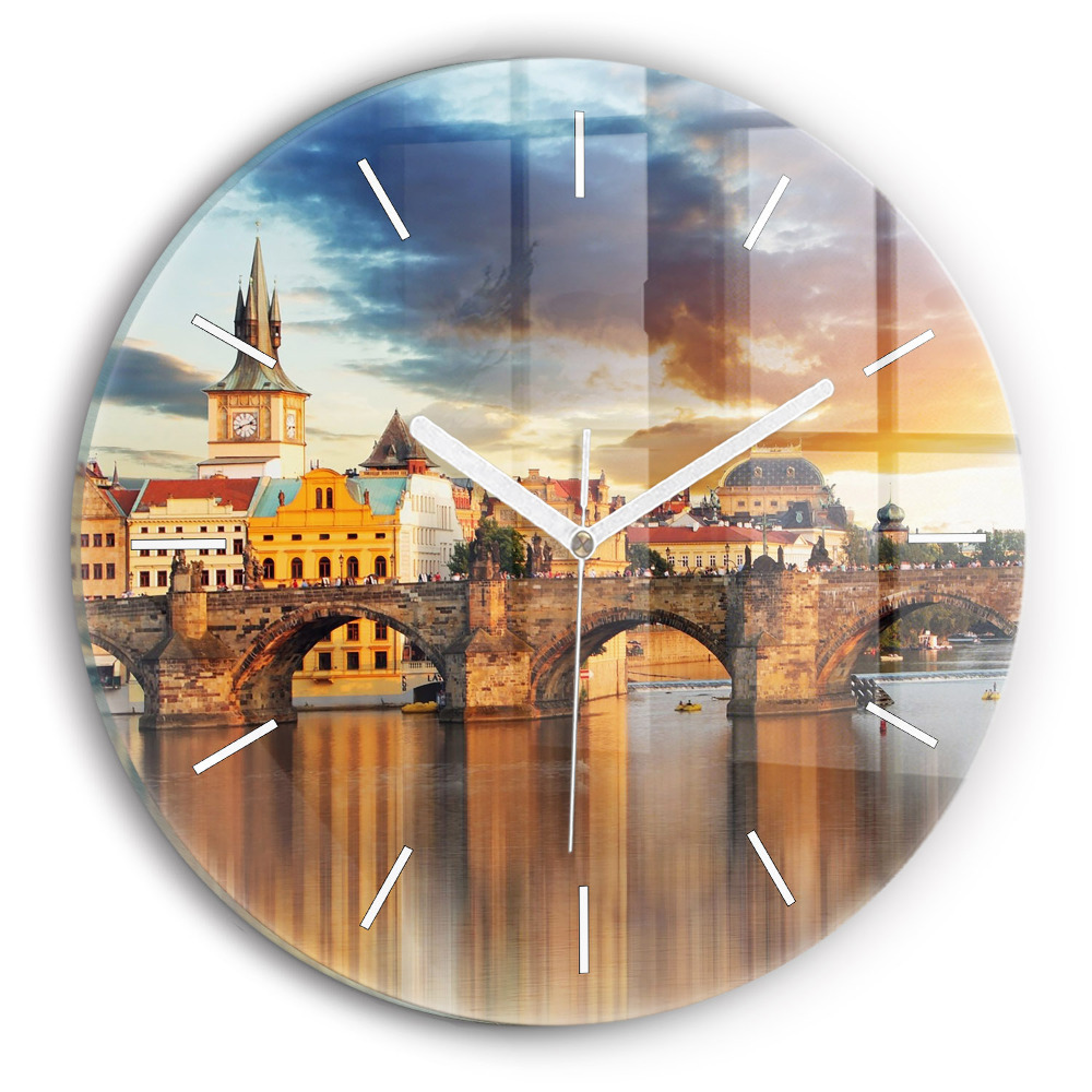 Dekoracyjny zegar ścienny Panorama nad rzeką