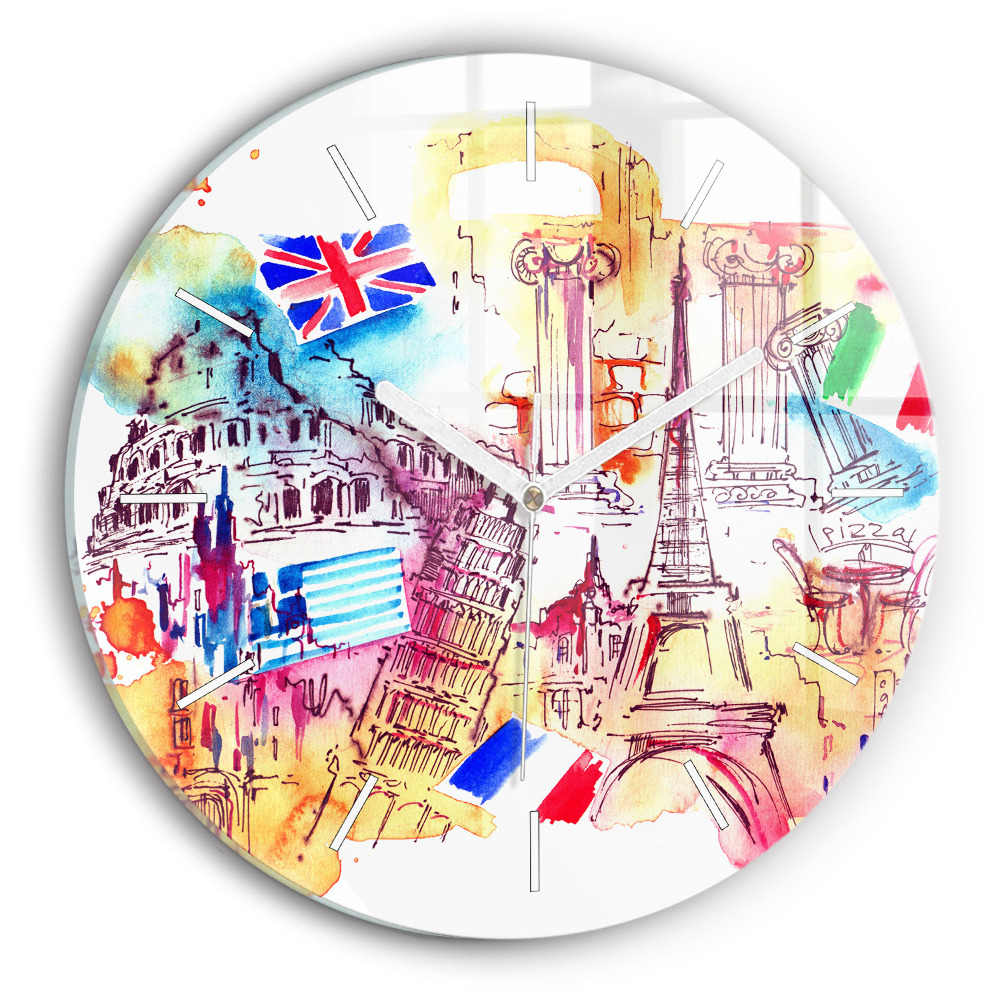 Zegar okrągły Atrakcyjne kraje świata