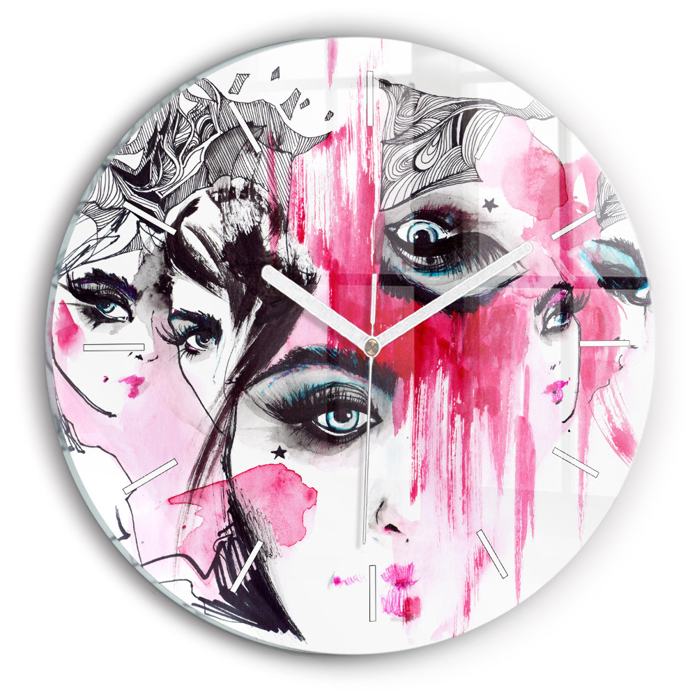 Zegar okrągły Wiele twarzy abstrakcja