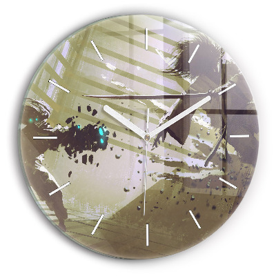 Dekoracyjny zegar ścienny Walka robota i samuraja