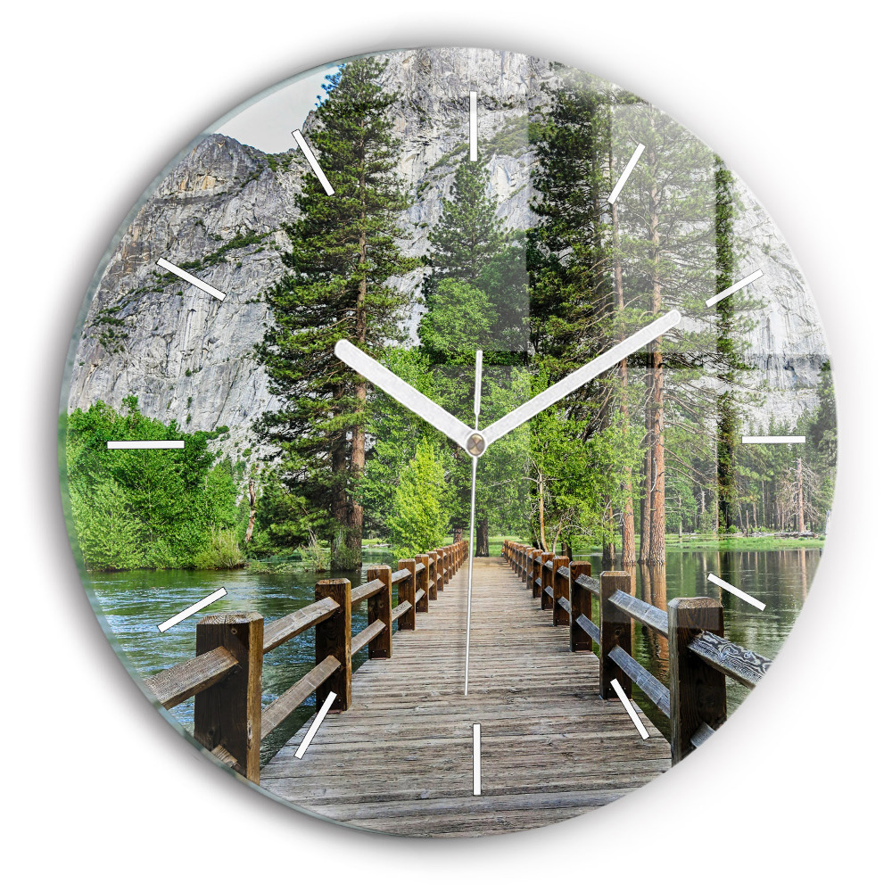 Zegar z nadrukiem Drewniany most Yosemite