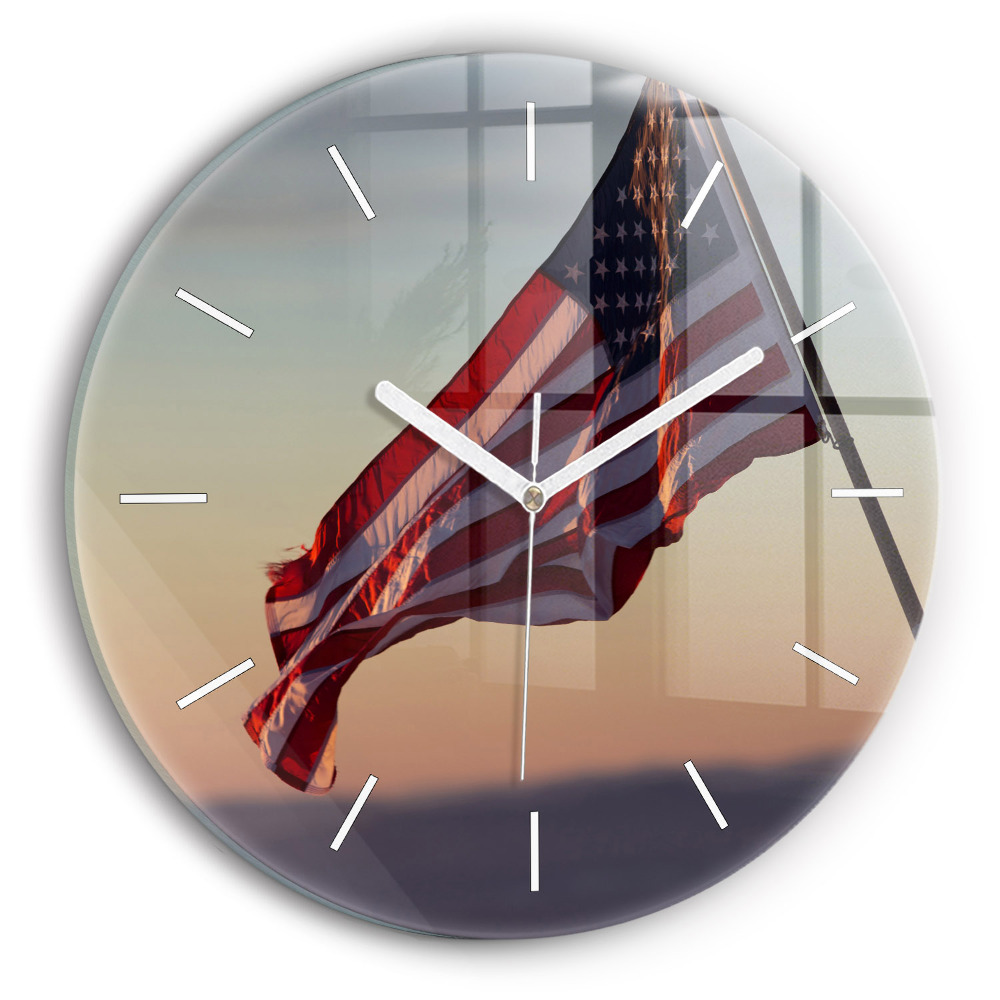 Zegar z nadrukiem Wiejąca flaga USA