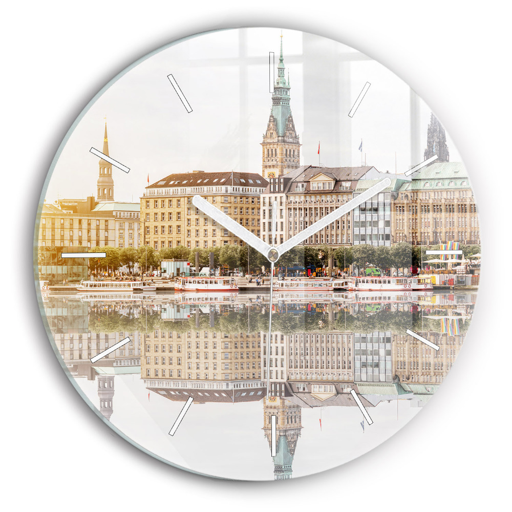 Zegar okrągły Rzeka Hamburg Niemcy