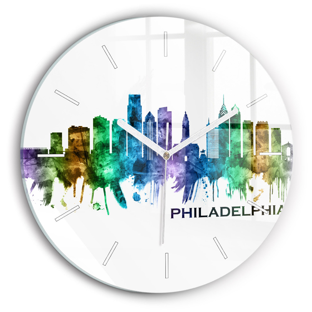 Dekoracyjny zegar ścienny Kolorowa Philadelphia