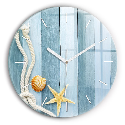 Zegar ścienny Deski pasy i muszelka
