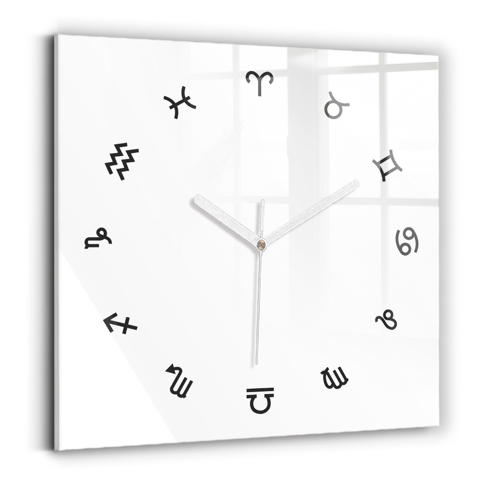 Zegar szklany kwadratowy Minimalistyczne zodiaki