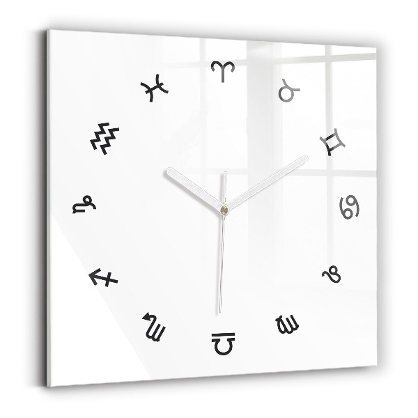 Zegar szklany kwadratowy Minimalistyczne zodiaki