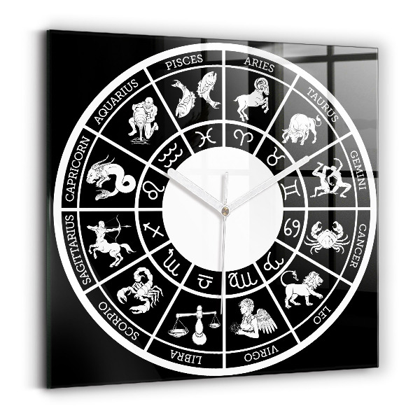 Zegar szklany kwadratowy Zodiakalny