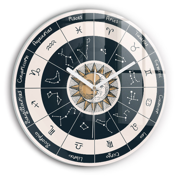 Zegar szklany okrągły Gwiazdozbiory zodiaki