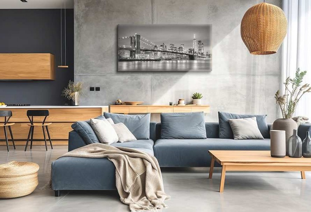 nowoczesny salon z kuchnią